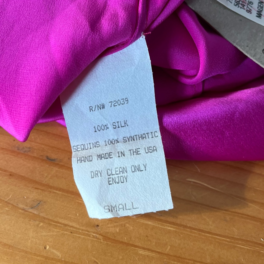 NWT Vintage Petro Zillia Fuchsia 100% Silk Ruffle Fringe drawstring skirt Pink - Picture 10 of 11